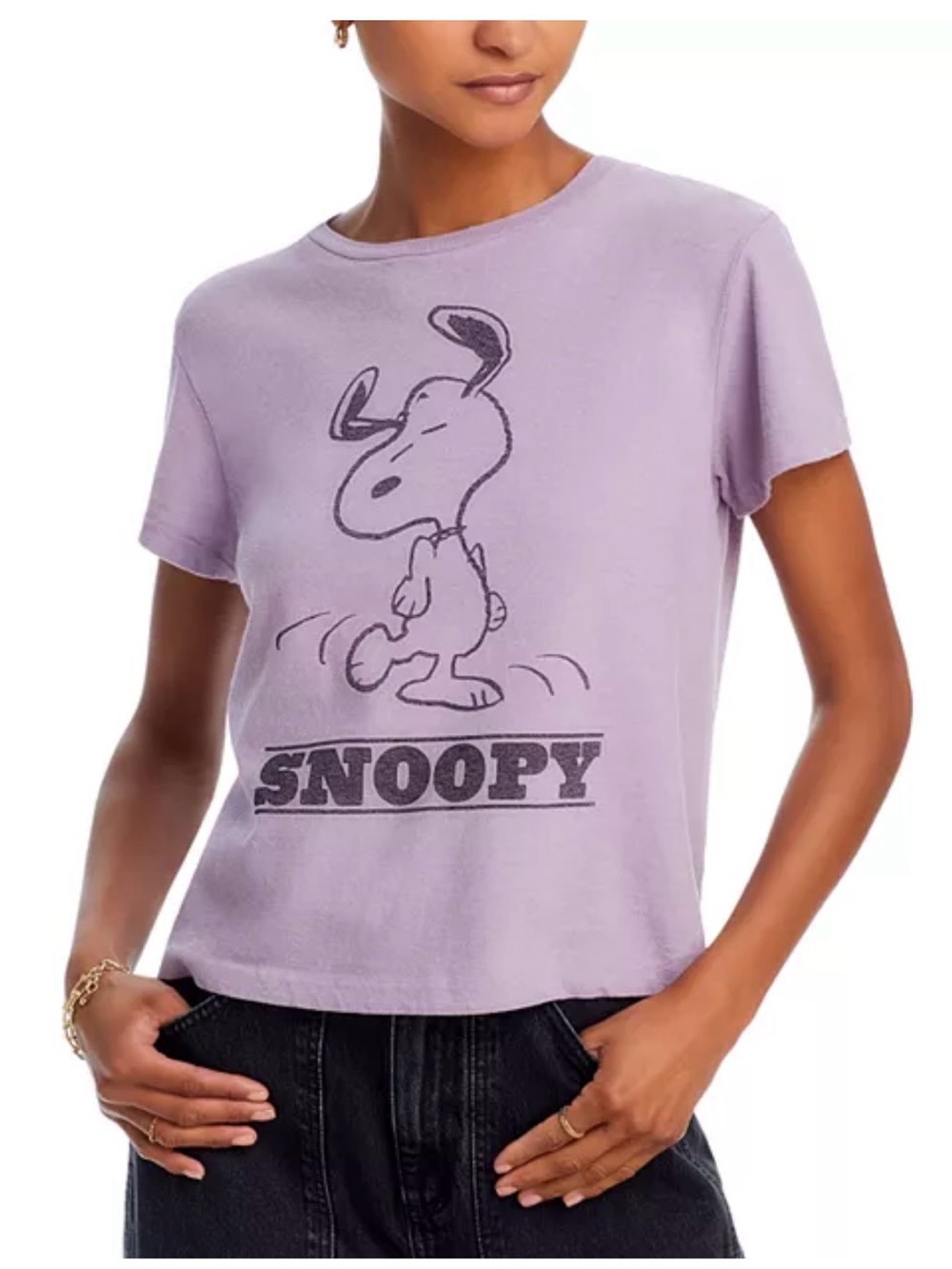Re/Done Snoopy Lavender Crewneck Tee